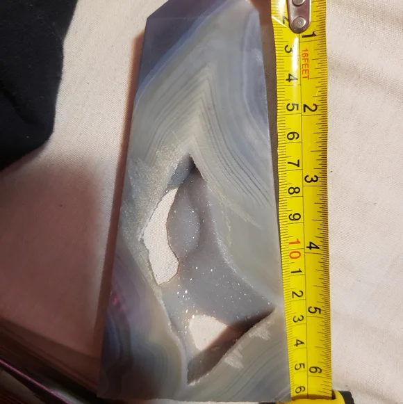 *Statement Piece* Banded Druzy Botswana Agate Obelisk Tower - Picture 3 of 3